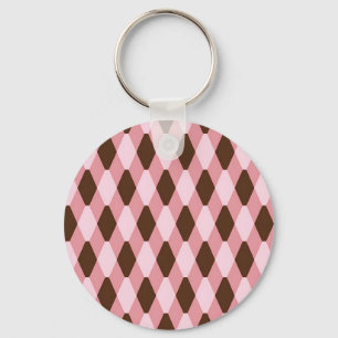 Roze Bruine Harlekijn Diamant Patroon Sleutelhanger