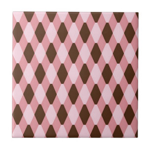 Roze Bruine Harlekijn Diamant Patroon Tegeltje
