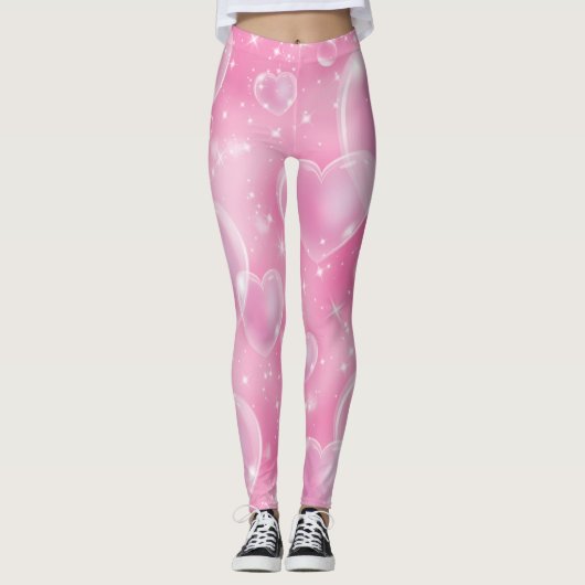 Roze bruine harten die 90 jaar oud zijn leggings (Voorkant)