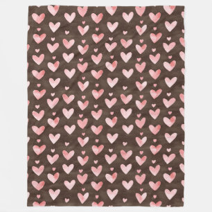 Roze Bruine Harten Fleece Deken