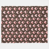Roze Bruine Harten   Fleece Deken (Voorkant (Horizontaal))