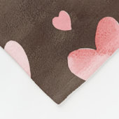 Roze Bruine Harten   Fleece Deken (Hoek)