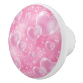 Roze bruine harten klinkend meisje keramische knop (Rechts)