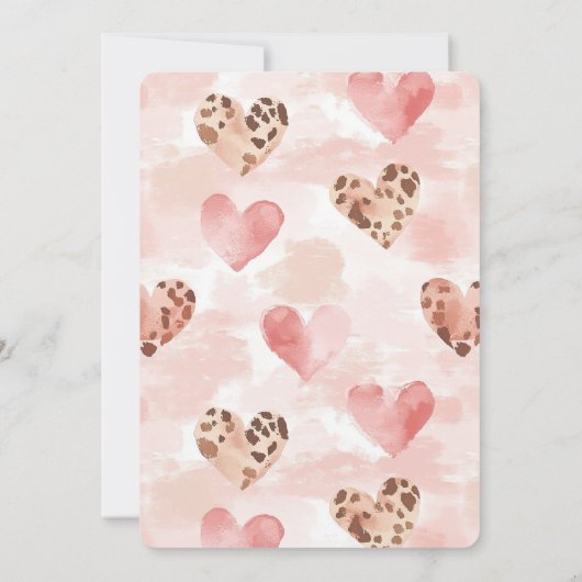 Roze Bruine Harten Leopard Animal Print Verjaardag Kaart (Achterkant)
