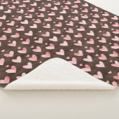 Roze Bruine Harten   Sherpa Deken (3/4)