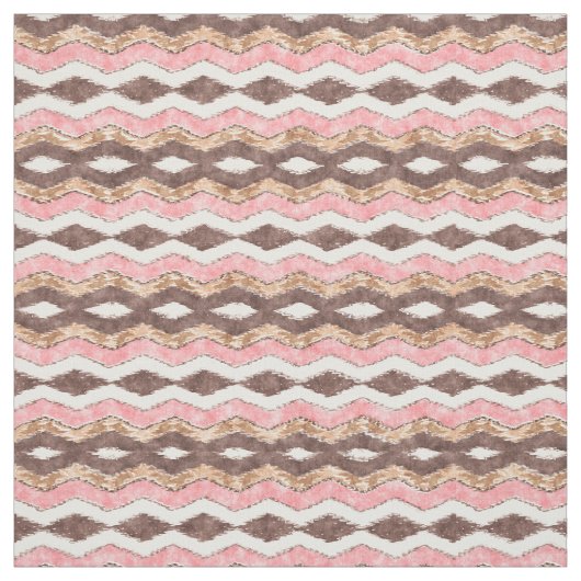Roze bruine ijkat Zigzag Mosaic Pattern Stof (Swatch)
