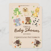Roze bruine kattenbaby's Virtueel Baby shower Kaart (Voorkant / Achterkant)