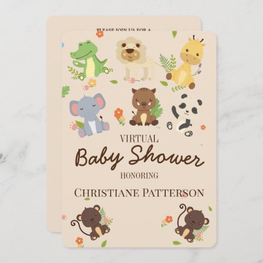 Roze bruine kattenbaby's Virtueel Baby shower Kaart (Voorkant / Achterkant)
