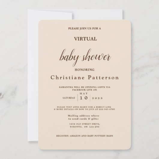 Roze bruine kattenbaby's Virtueel Baby shower Kaart (Achterkant)