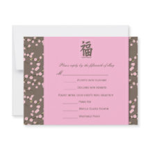 Roze, bruine kersenbloesems Reageer Kaart