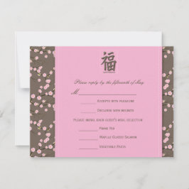 Roze, bruine kersenbloesems Reageer Kaart