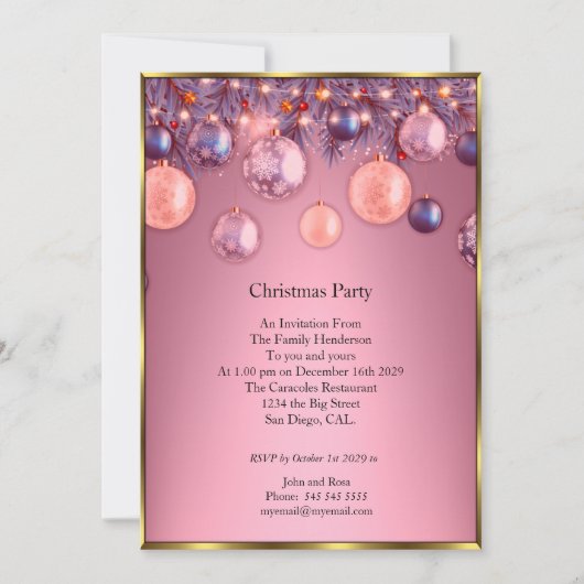 Roze bruine kerstfeestjes kaart (Voorkant)