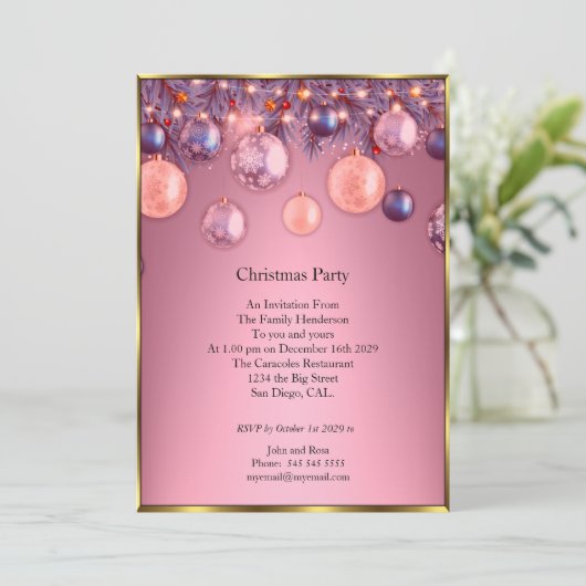 Roze bruine kerstfeestjes kaart (Staand voorkant)