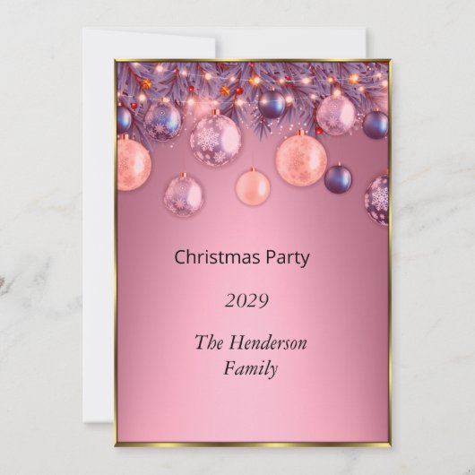 Roze bruine kerstfeestjes kaart (Achterkant)