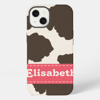Roze bruine Koe afdrukken iPhone 13 Hoesje