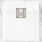 Roze Bruine Koets Baby Shower Label (Tas)