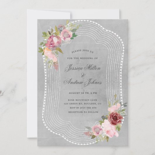 roze bruine lijst met roze bruine bloementeelt kaart (Voorkant)