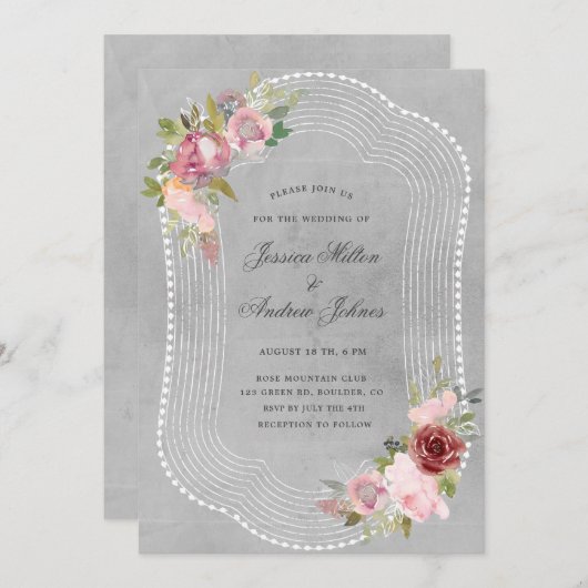 roze bruine lijst met roze bruine bloementeelt kaart (Voorkant / Achterkant)