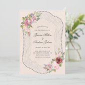 roze bruine lijst met roze bruine bloementeelt kaart (Staand voorkant)