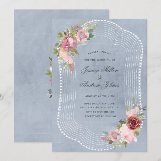 roze bruine lijst met roze bruine bloementeelt kaart (Voorkant / Achterkant)