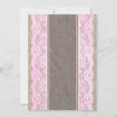 Roze bruine  Linen Burlap Wedding Uitnodiging (Achterkant)