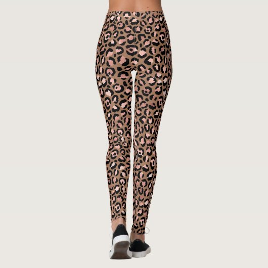 Roze Bruine Luipaard Leggings (Achterkant)