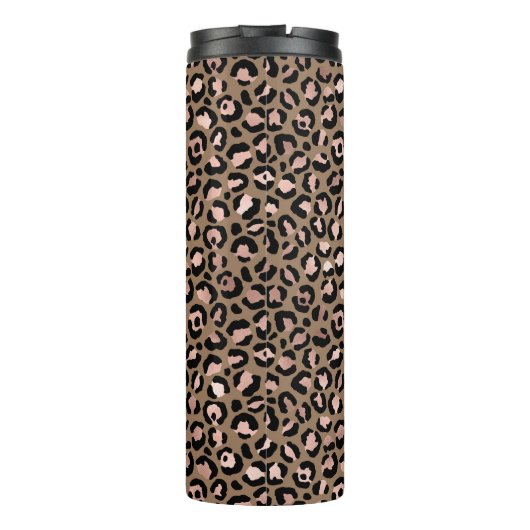 Roze Bruine Luipaard Thermosbeker (Achterkant)