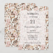 Roze Bruine Luipaard Verjaardag Kaart (Voorkant / Achterkant)