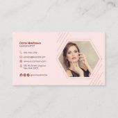 Roze Bruine Make-up Artiest Lashes Brows Foto Salo Visitekaartje (Voorkant)