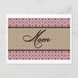 Roze bruine mam briefkaart