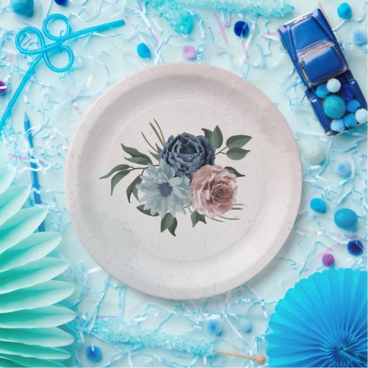 roze bruine mariniers bruiloft papieren bordje (Feest)