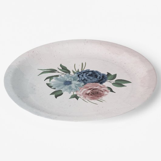 roze bruine mariniers bruiloft papieren bordje (Gekanteld)