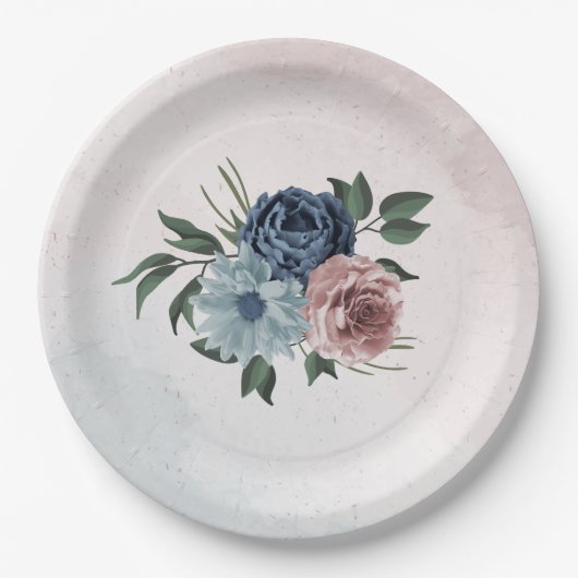 roze bruine mariniers bruiloft papieren bordje (Voorkant)