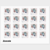 roze bruine mariniers bruiloft vierkante sticker (Vel)