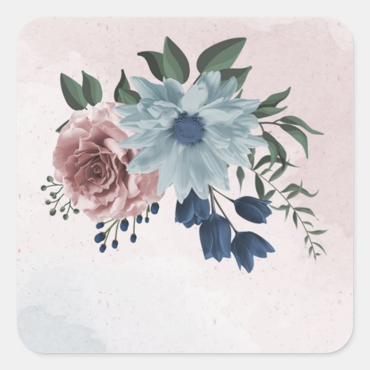 roze bruine mariniers bruiloft vierkante sticker (Voorkant)