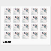 roze bruine mariniers bruiloft vierkante sticker (Vel)