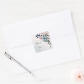 roze bruine mariniers bruiloft vierkante sticker (Envelop)