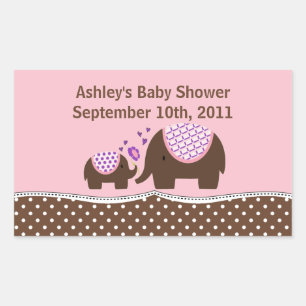 Roze & Bruine Olifant Baby shower Sticker