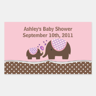 Roze & Bruine Olifant Baby shower Sticker