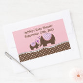Roze & Bruine Olifant Baby shower Sticker (Envelop)