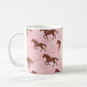 Roze Bruine Paarden Gouden Glitter Koffiemok (Links)
