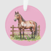 Roze Bruine Paarden Ornament (voorkant)