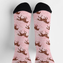 Roze Bruine Paarden Sokken