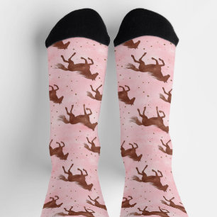 Roze Bruine Paarden Sokken
