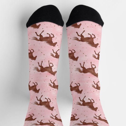 Roze Bruine Paarden Sokken (Top)