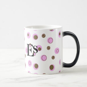 Roze bruine poladots monogrammen magische mok