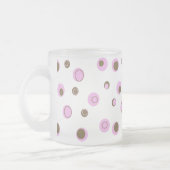 Roze bruine poladots monogrammen matglas koffiemok (Links)