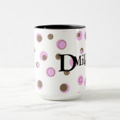 Roze bruine poladots monogrammen mok (Midden)