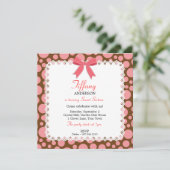 Roze & Bruine Polka Dots w / Lace Sweet 16 Verjaar Kaart (Staand voorkant)