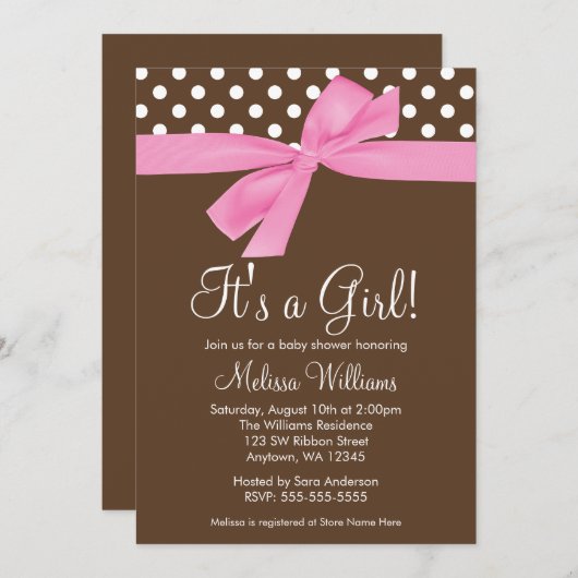 Roze bruine pooidop Babyschoenen Kaart (Voorkant / Achterkant)